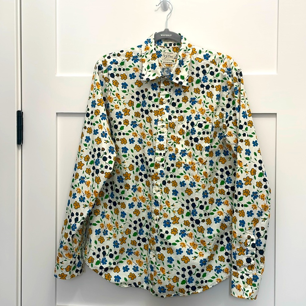 J Crew Men’s Sakura Garden Floral Long Sleeve Shirt Medium